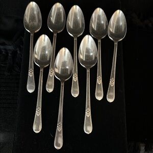 VTG Adoration Pattern SP Elegant Silver Spoons Set OF 8